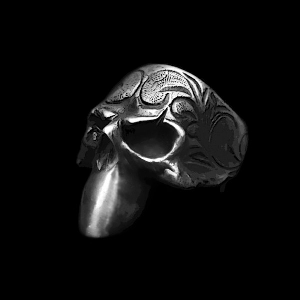 Carving skull ring 925 Silver Delicate Decorative pattern skull rings SSJ265