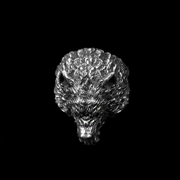 Wolf king ring 925 Silver mens wolf head rings SSJ282