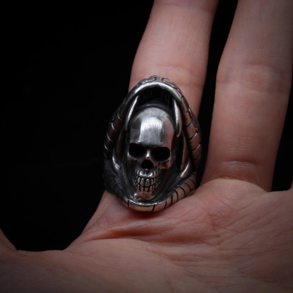 Black mamba snake skull ring 925 Silver snake skull rings