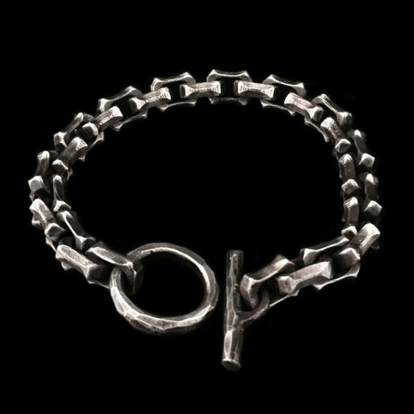 Angular T ring 925 silver bracelet SSB41
